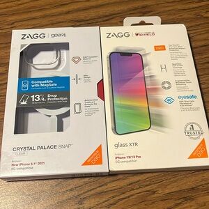 ZAGG clear case with a ZAGG invisible shield for IPhone 13/13P